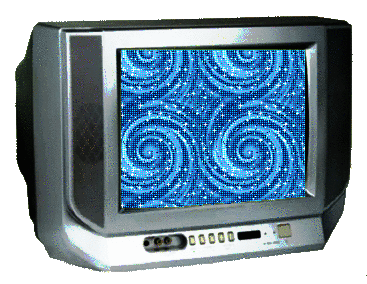 TV with blue spirals